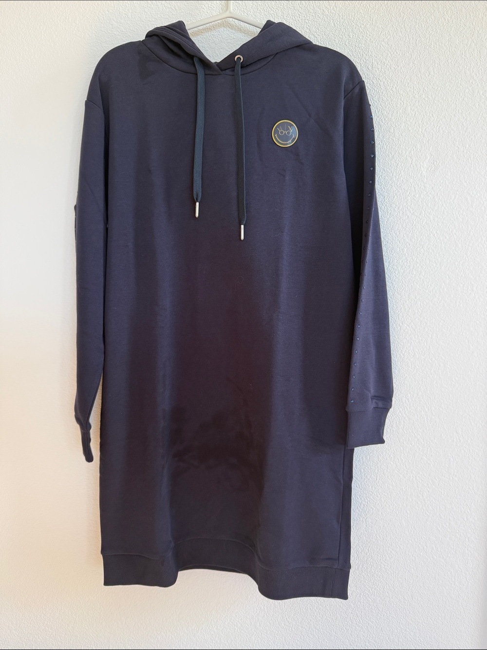 Armani Exchange Dark Navy Hooded Sweatshirt Mini Dress